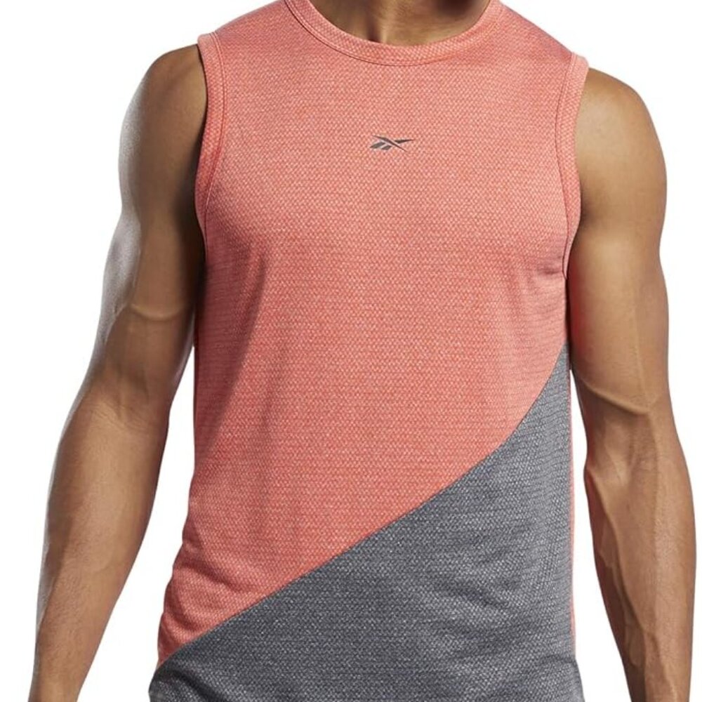 Reebok Men's Workout Ready Melange Tank STYLE FK6224 RED/GREY SIZE SMALL NWT